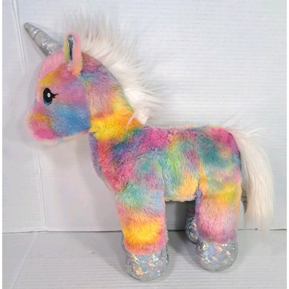 Build A Bear Rainbow Unicorn Plush Tie Dye Holographic Hooves BABW 16" 2021 Toy